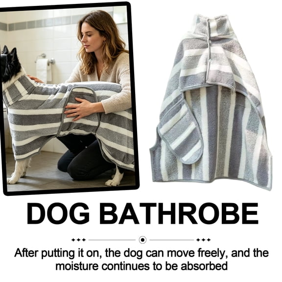 Dog Bathrobe Drying Towel, Super Absorbent Cotton Pet Robe with Adjustable Strap, Quick Dry Towel for Dogs Cats After Bath Swimming B