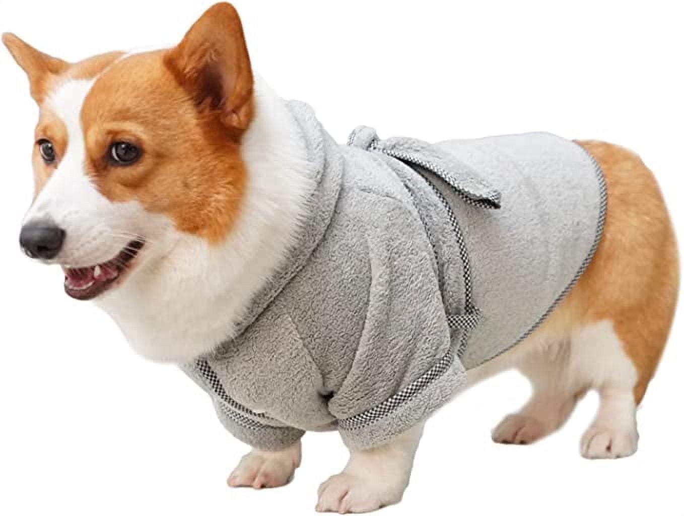 Dog Bathrobe, Microfiber Fast Drying Absorbent Hooded Bath Towel for Puppy Small Medium Large Dog Cat (XL, Gray)