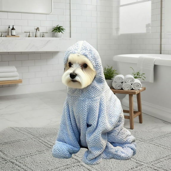 Dog Bathrobe Towel Drying Coat, Microfiber Legged Fully Wrapped Absorbent Bath Towel, Dog Bath Robe Towel for Drying, Fast Drying Coat, Pet Dog Cat Bath Robe Towel, Pet Bath Supplies