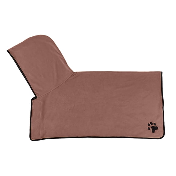 Dog Bathrobe Towel Microfiber Pet Drying Moisture Absorbing Towels Coat for Dog and Cat (L, Brown)
