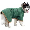 thumbnail image 1 of Dog Bathrobe Towel - Microfibre Fast Drying Super Absorbent Pet Dog Cat Bath Robe Towel,Soft-Green&Medium, 1 of 5