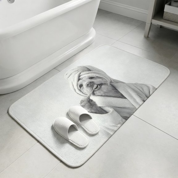 Dog Bathroom Rugs Non Slip Washable Bath Mat Absorbent Low Pile Front Door Mat Morning Animal Toothbrush Brushing Teeth Indoor Doormat for Kitchen Entryway Shower Decor Accessories 15.7"x23.6"