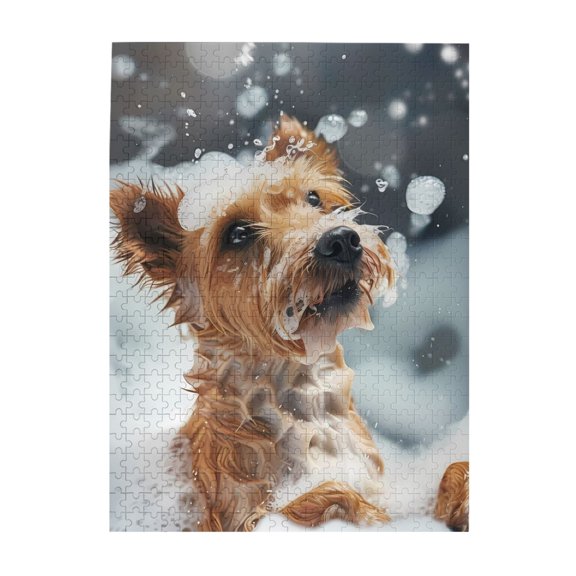 Dog Bathtime Bubbles Splash 500-Piece Wooden Jigsaw Puzzle for Adults, Fun & Challenging Family Brain-Teaser, Perfect Home Decor & Gift