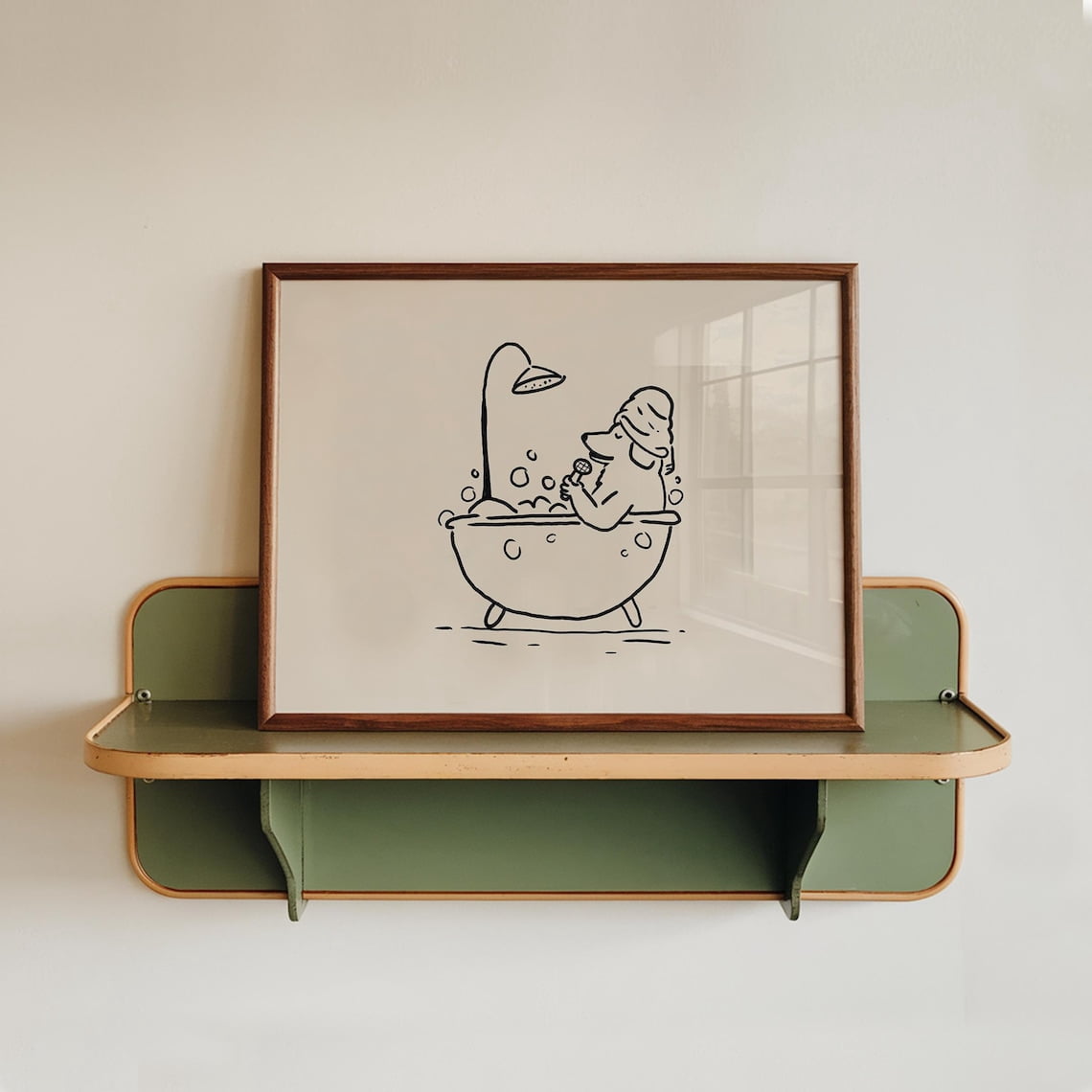 Dog Bathtub Line Art Bathroom Wall Poster - Walmart.com