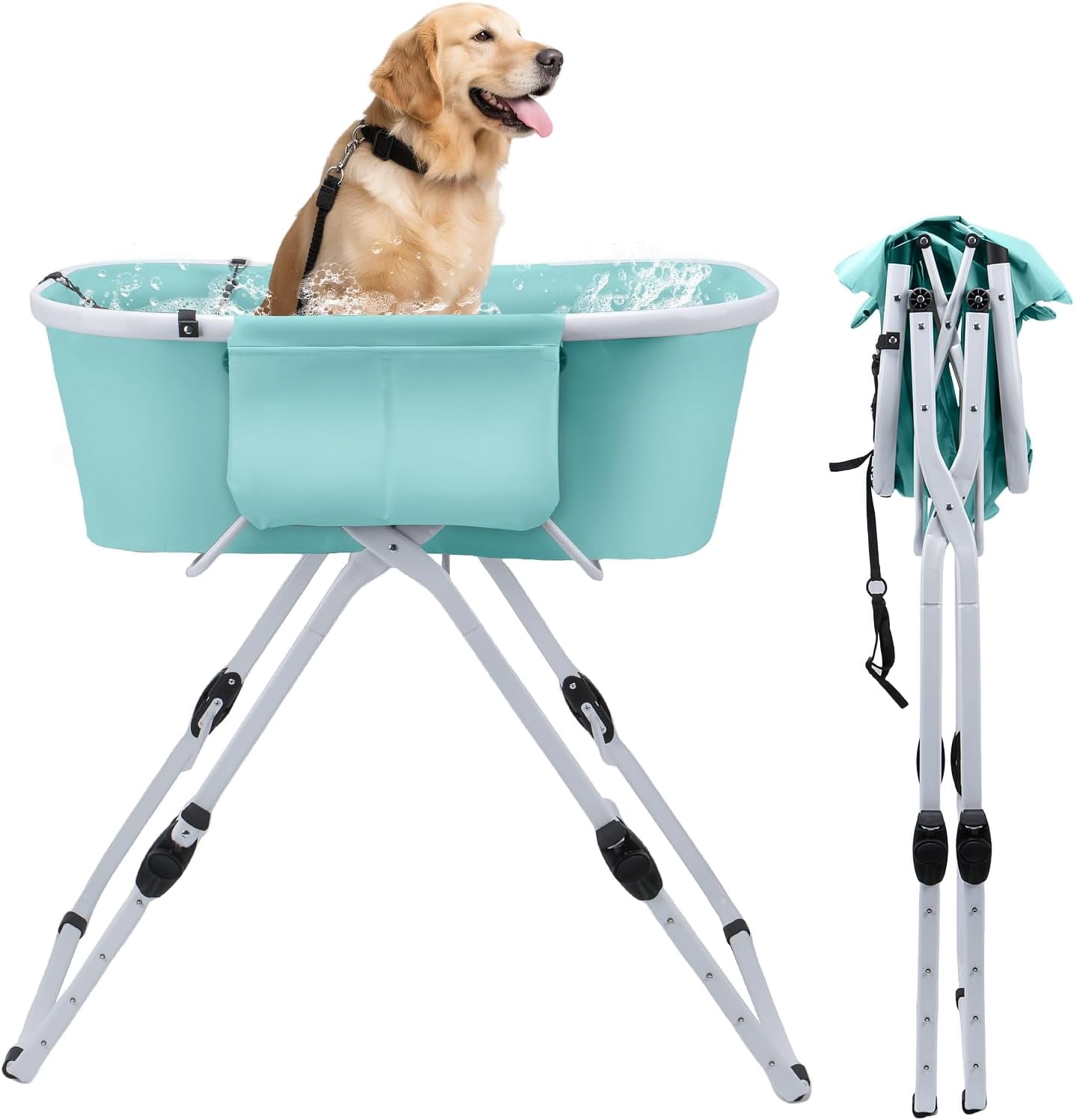 Picture of Dog Bathtub, Portable & Elevated Dog Bath Tub with Adjustable Height ...