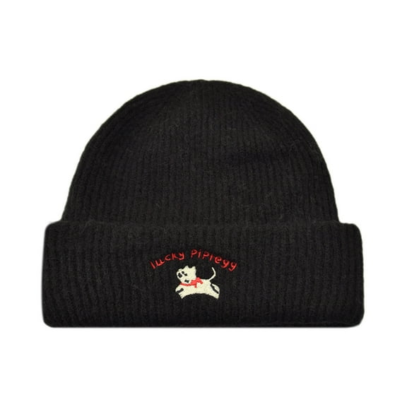 Dog Beanie Hat for Lovers Cold Weather Knitted Hats for Men Women Embroidered Winter Beanie