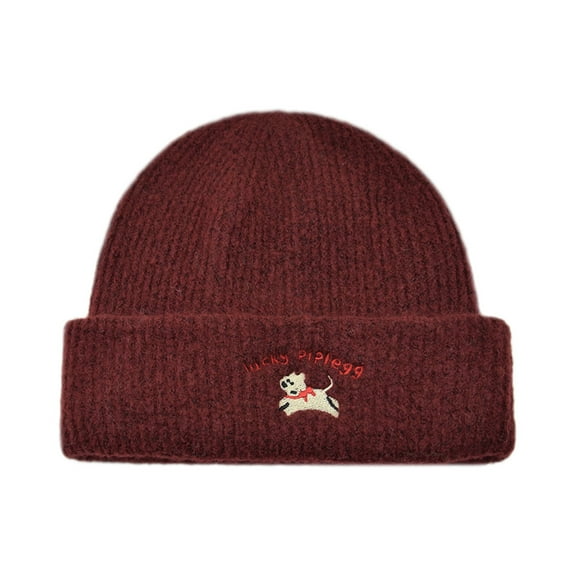 Dog Beanie Hat for Lovers Cold Weather Knitted Hats for Men Women Embroidered Winter Beanie