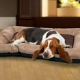 thumbnail image 1 of PETMAKER 43x29-Inch Sherpa Dog Bed with Water-Resistant Neck Bolster (Tan), 1 of 8