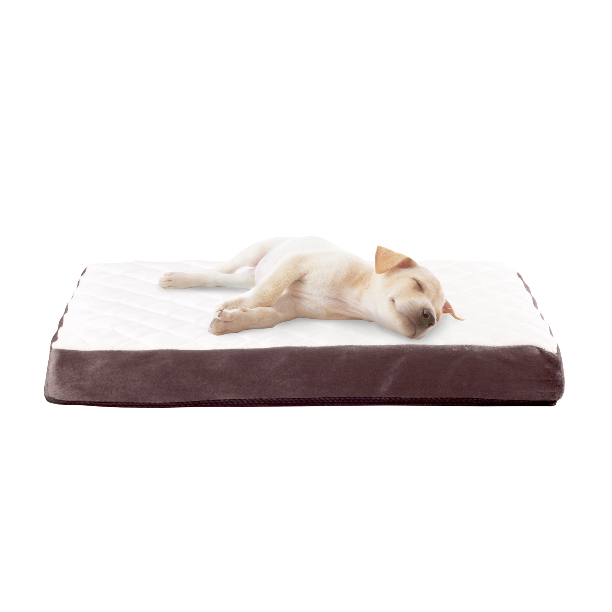 Dog Bed – Bamboo Charcoal Infused Egg Crate Style Foam Pet Bed with a Plush Cover – 26x19 Dog Bed for Small Dogs up to 35lbs by PETMAKER (Brown)