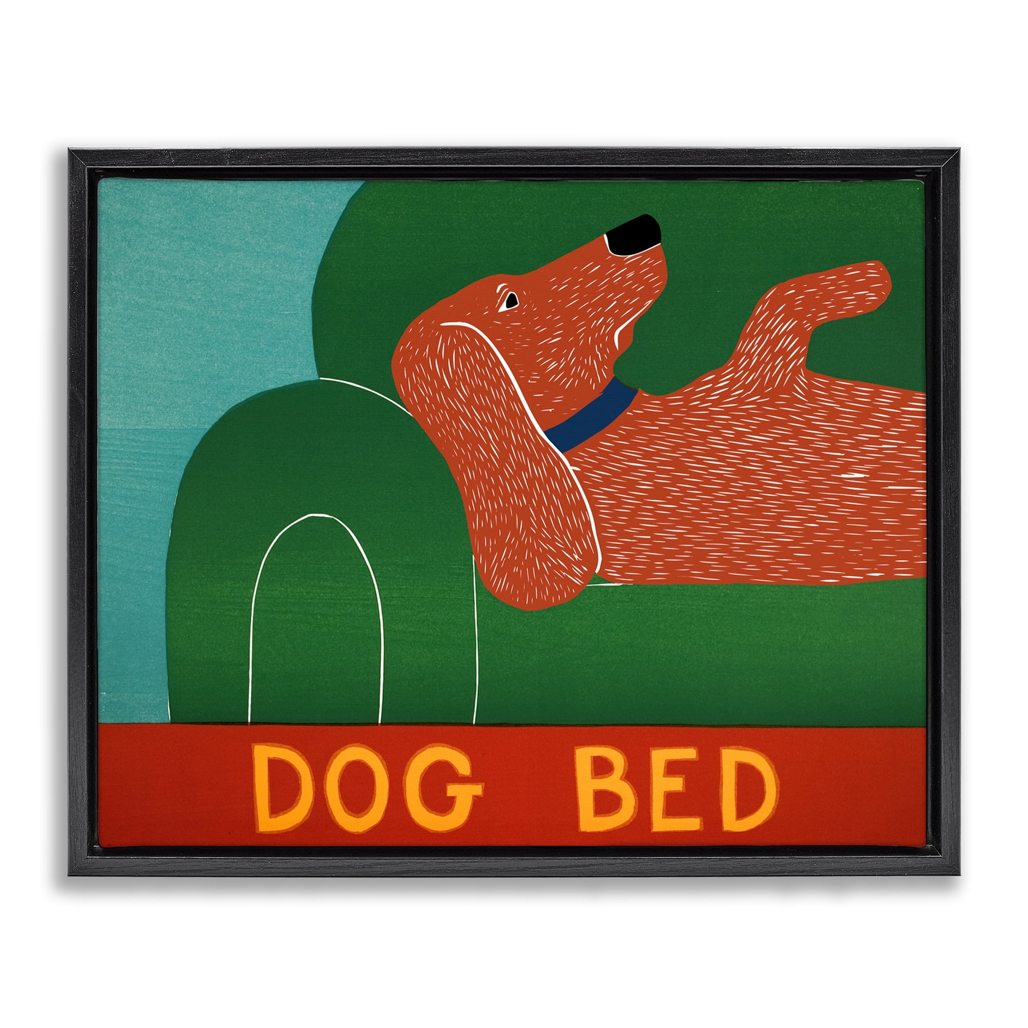 Dog Bed Couch Black Framed Floater Canvas Wall Art, design by Stephen Huneck