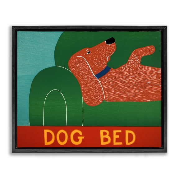 Dog Bed Couch Black Framed Floater Canvas Wall Art, design by Stephen Huneck