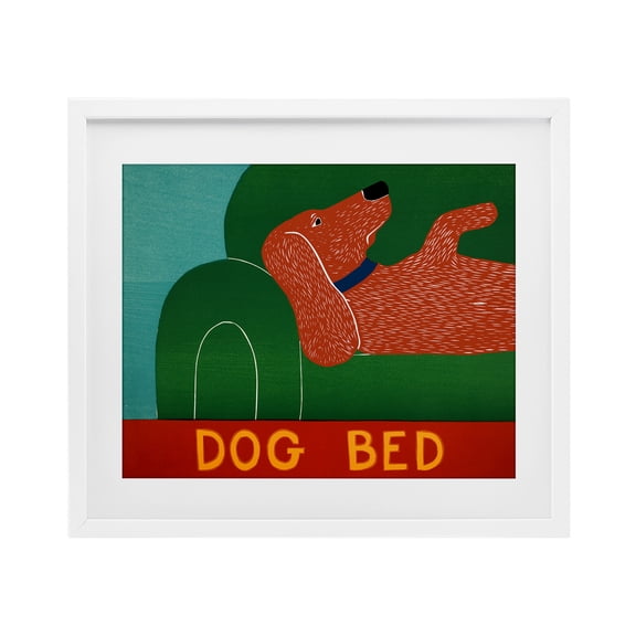 Dog Bed Couch White Framed Print Under Glass, design by Stephen Huneck