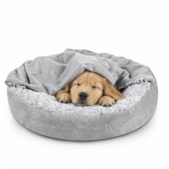 Dog Bed with Cover, 1 Pack Small Dog Bed & Donut Dog Bed for Small Dogs, Cozy Cuddler Luxury Puppy Pet Bed, Round Calming Anti-Anxiety Burrow Cave Bed, Machine Washable