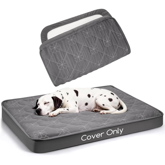 Dog Bed Cover Replacement Washable, Waterproof Sheets,Ultra Soft Pet Pillow Quilted,Removable Liner - 35x44 Inches,Grey
