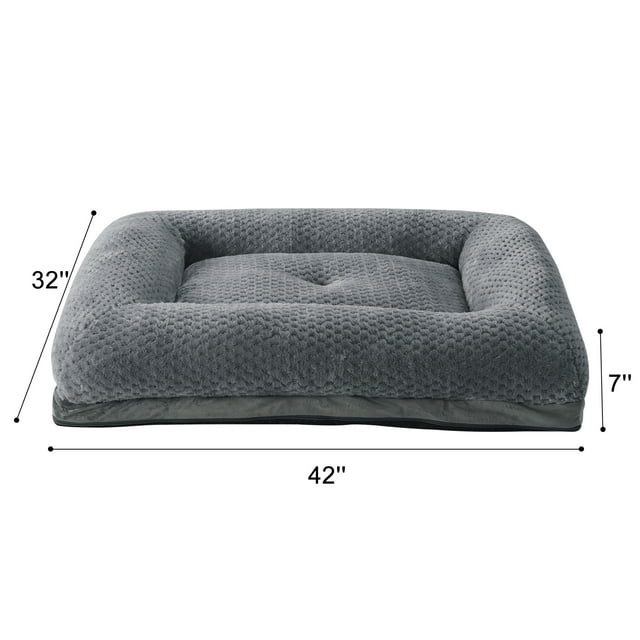 Abakan Extra Large Dog Bed Chew Resistant, Waterproof, 42*32*7 IN, Washable Cover, Light Gray