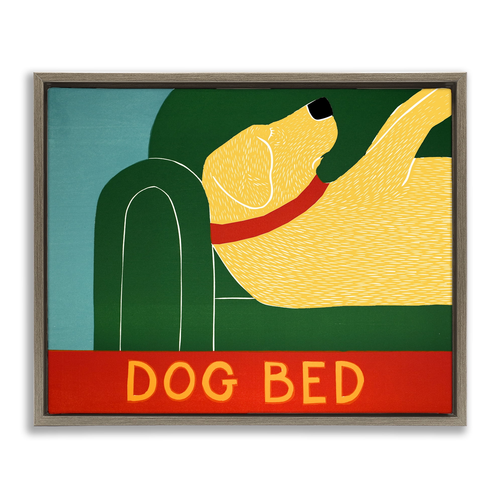 Dog Bed Labrador Brown Framed Floater Canvas Wall Art, design by Stephen Huneck