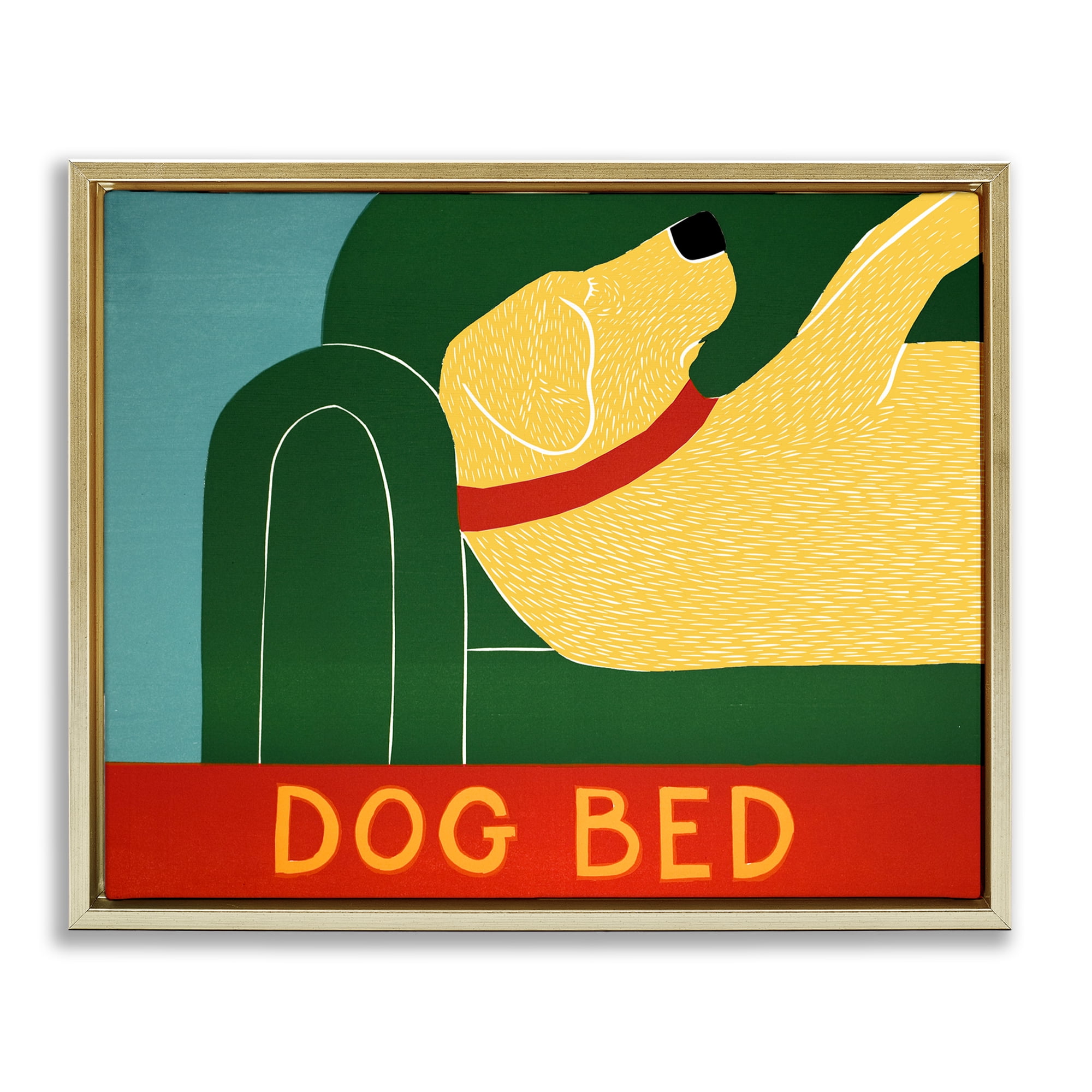 Dog Bed Labrador Gold Framed Floater Canvas Wall Art, design by Stephen Huneck