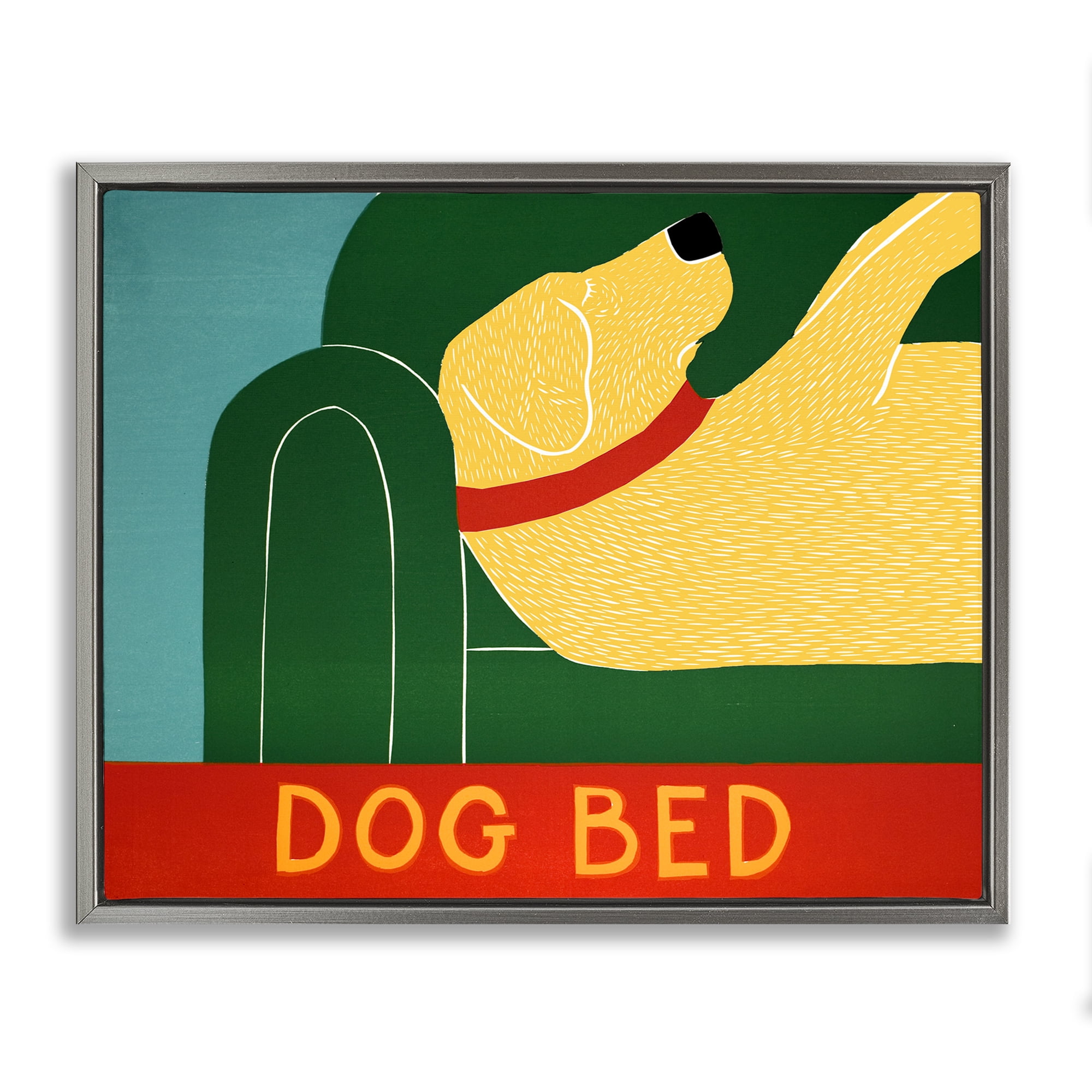 Dog Bed Labrador Gray Framed Floater Canvas Wall Art, design by Stephen Huneck
