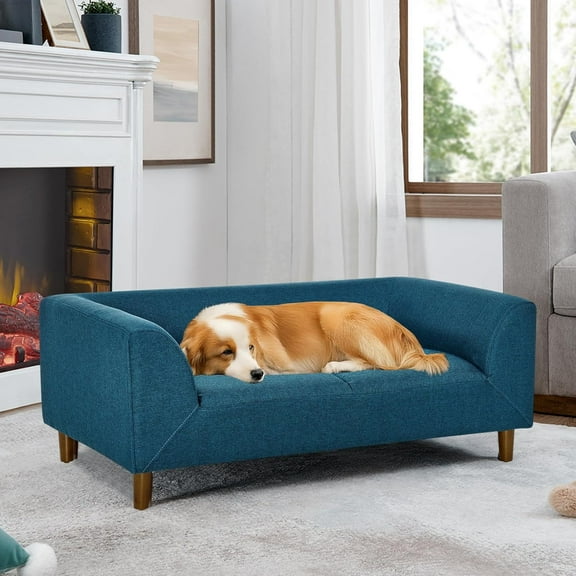 Dog Bed for Large Dogs Up to 50 lbs, 28" W Memory Foam Dog Sofa Bed, Modern Elevated Dog Couch Bed with Wooden Legs, Rectangle Dog Sofa, Pet Bed for Medium and Large Dogs