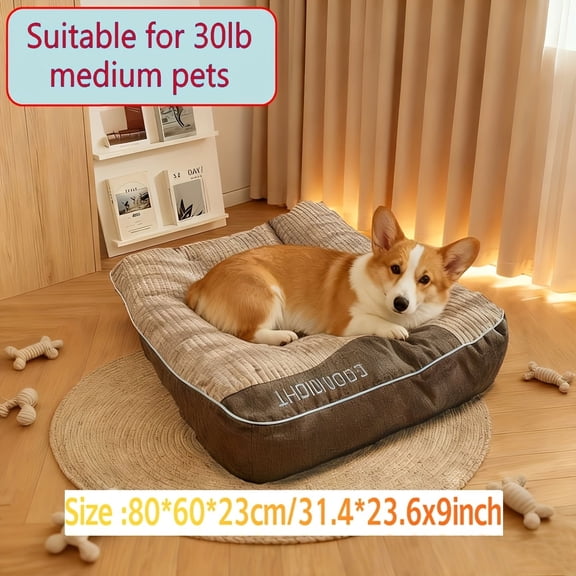 Dog Bed for Large Dogs, Dog Mattress with Pillow for Crate Kennel, Sofa Pet Bed, Super Soft Pet Bed for Medium, Jumbo, Small Dogs Breeds Grey,(Medium(31.5" L x 25.2" W x 7.09" Th))
