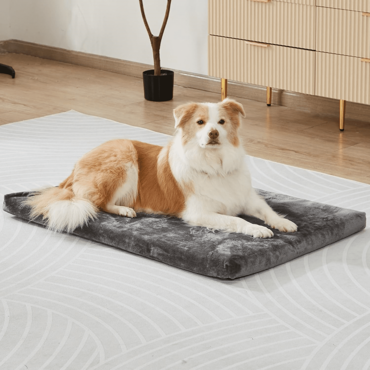 Dog Bed Large Sized Dogs with Removable Washable Cover and Waterproof Lining - XL Memory Foam Pet Bed for Crate - Reversible Kennel Mat (Cool & Warm), 42-inch