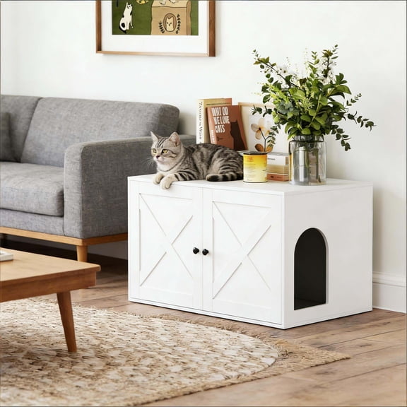 Dog Bed, Litter Box Enclosure,Cat Litter Box Enclosure, White Orthopedic Dog Bed,Mdf Large Dog Bed, Pet Supplies Pet Beds & Furniture