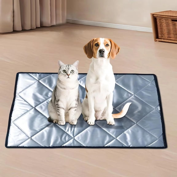 Dog Bed Mat, Pet Pad for Dogs Cats, Waterproof Non Slip Kennel Mat with Scratch Resistant Bottom, Washable Crate Pad for Floor Sofa Car,Silver