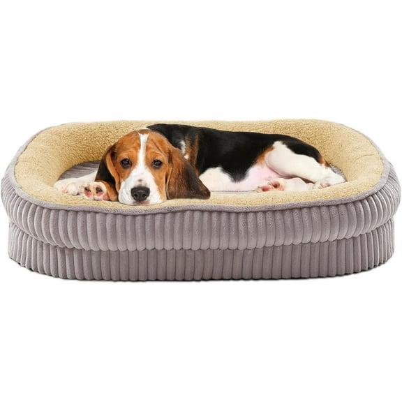 Dog Bed for Medium Dogs Breeds, High Density Egg Crate Foam Dog Sofa Beds,Oval Kennel Bed, Pet Couch Bed with Four Sided Bolster, Removable Washable Cover& Non-Slip Bottom