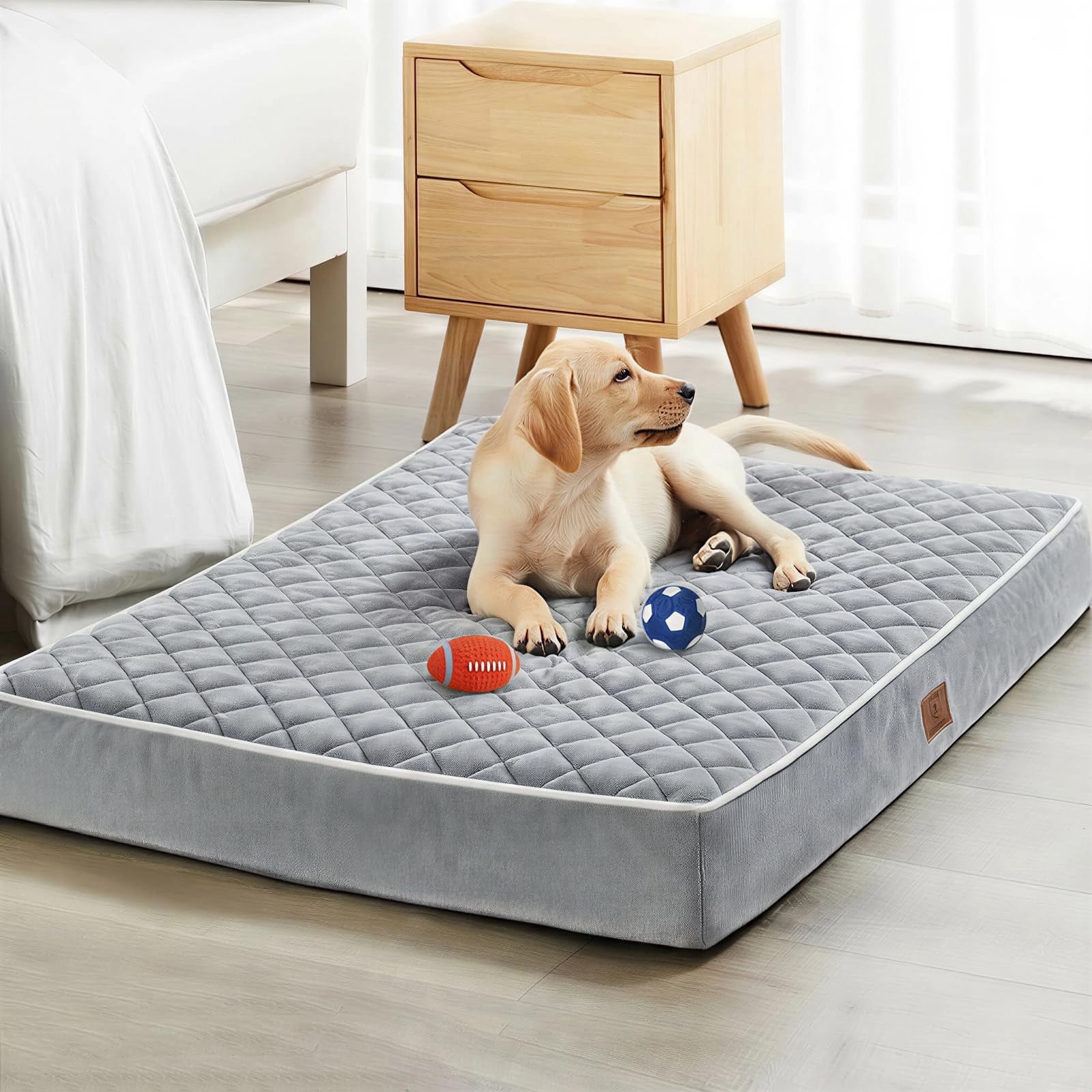 Dog Bed Medium Size  Waterproof Dogs With Removable Washable Cover Multi-needle Quilting Crate