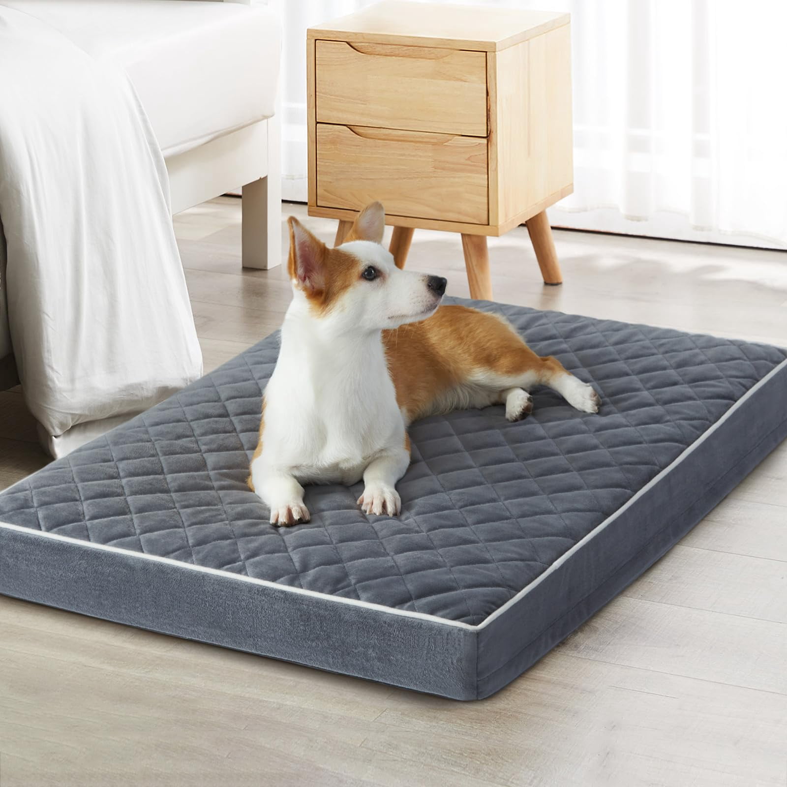 Dog Bed Medium Size  Waterproof Dogs With Removable Washable Cover Multi-needle Quilting Crate
