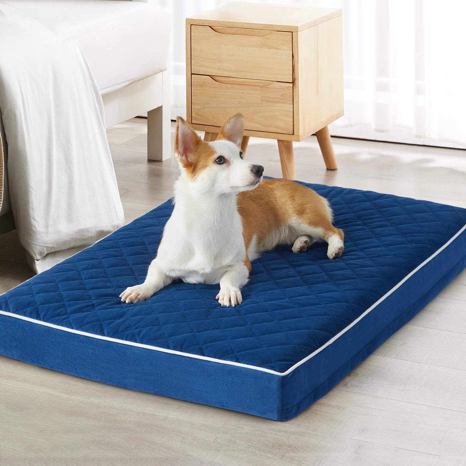 Dog Bed Medium Size  Waterproof Dogs With Removable Washable Cover Multi-needle Quilting Crate