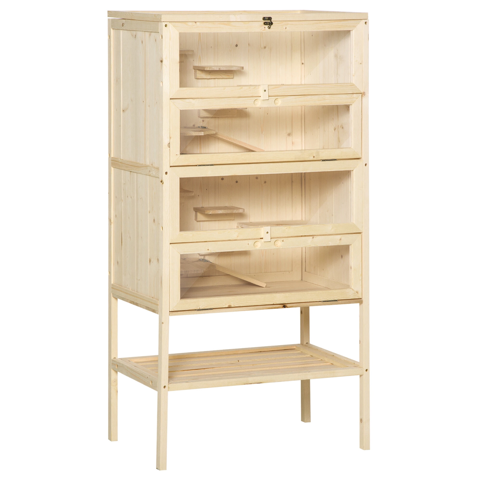 Dog Bed PawHut 5-Tier Wooden Hamster Cage Mice Habitat Rat Habitat with Openable Top, Front Door and Storage Shelf,Large Dog Bed