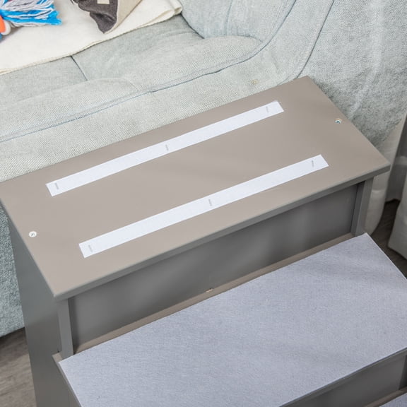 Dog Bed PawHut Pet Stairs, Small Pet Steps with Cushioned Removable Covering for Dogs and Cats Up To 22 Lbs., Grey,Large Dog Bed