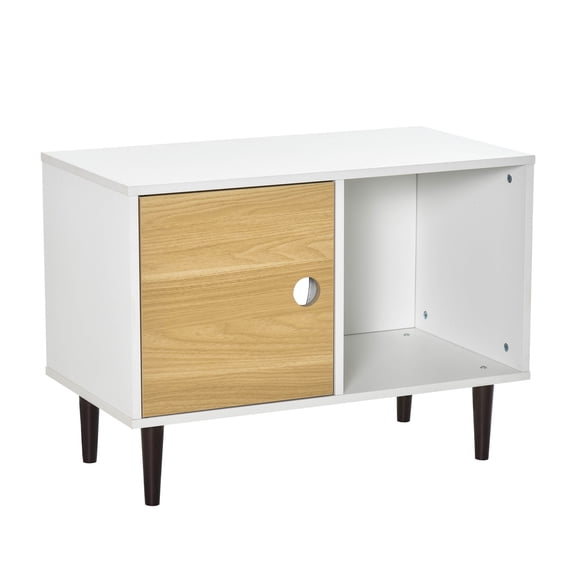 Dog Bed PawHut Wooden Cat House with Soft Cushion, Decorative Kitten Condo Side Table, Elevated Pet House with Storage Space,Large Dog Bed