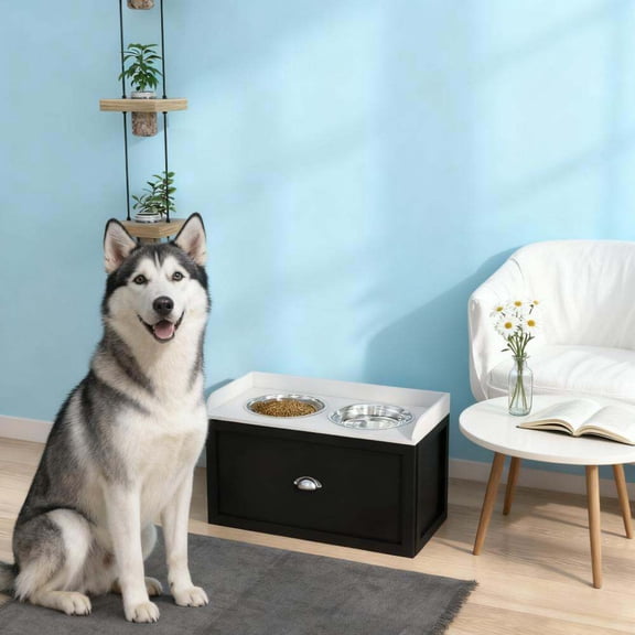 Dog Bed Pet Dish Bowl Set with Storage,Pet Feeding Station,for Large Sized Dogs,Large Dog Bed