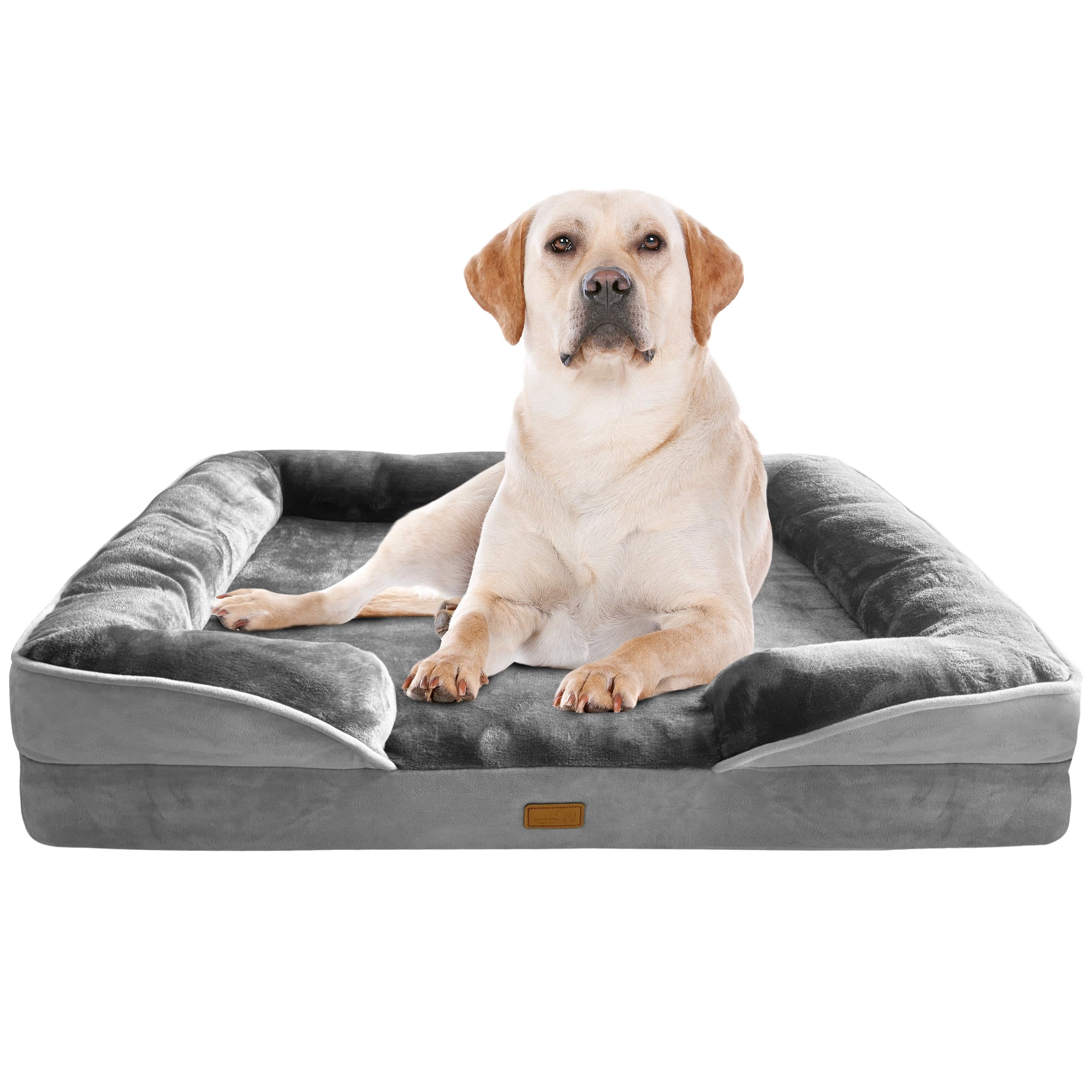 Dog Bed With Sides - Sofa Beds For Extra Large Dogs  Supportive Foam Pet Couch Washable Removable Cover Waterproof Lining And Non-slip Bottom Grey Xl-plus