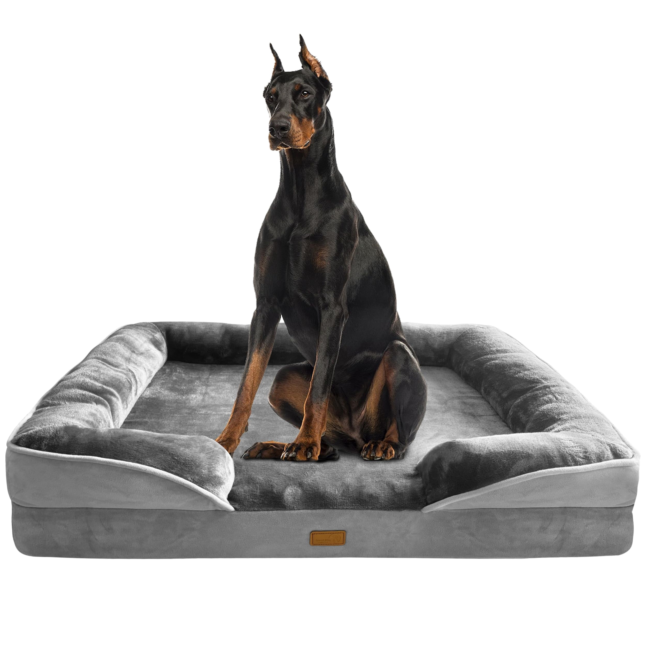 Dog Bed With Sides - Sofa Beds For Extra Large Dogs  Supportive Foam Pet Couch Washable Removable Cover Waterproof Lining And Non-slip Bottom Grey Xxl