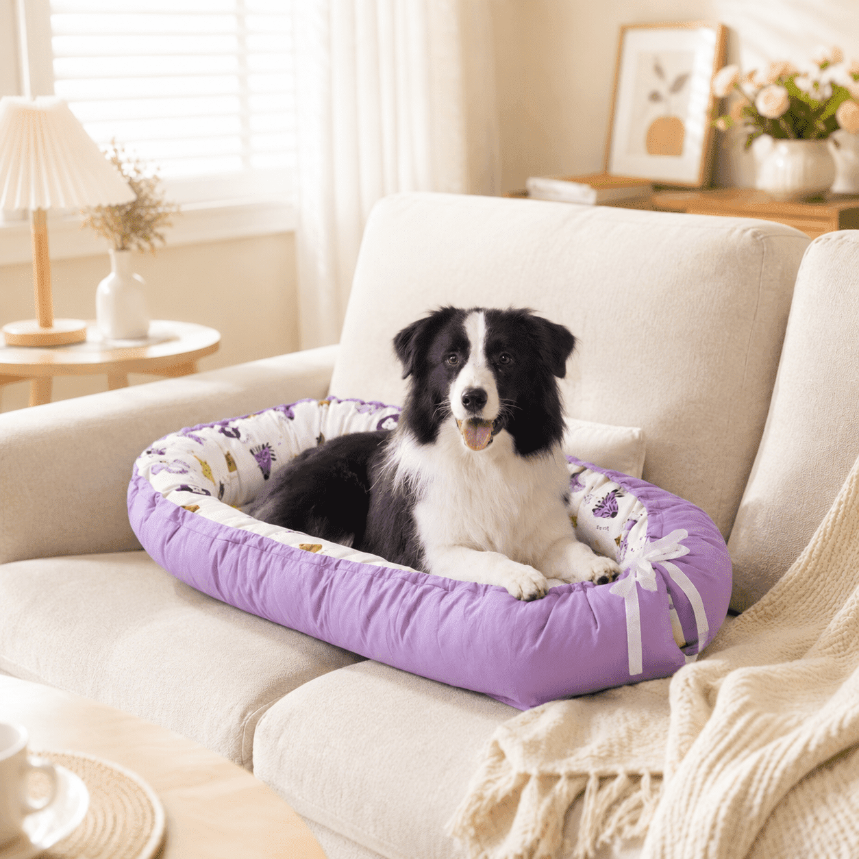 Dog Bed and Cat Bed - 100% Cotton with Foam Pet Bed for Small and Large Dogs