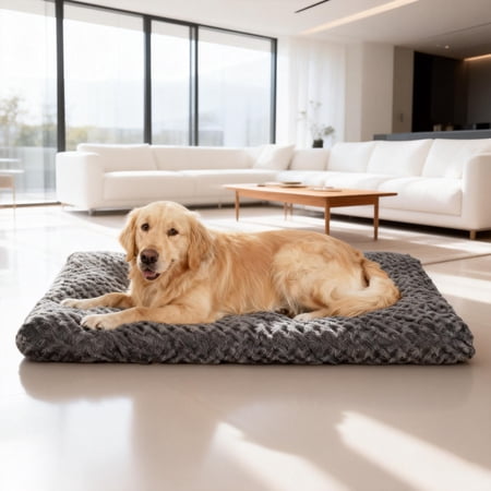 Dog Bed and Crate Pad, Machine Washable, Indoor, 35 x 23.6 x 3 inches, Gray
