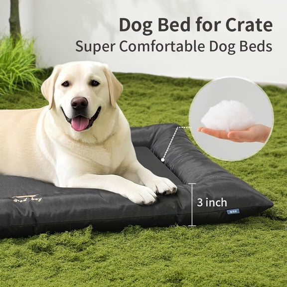 Dog Bed for Dog Crate Puppy Crate Pad Waterproof Pet Beds Outdoor Cage Mat Easy Rinse Black 36233 Inch