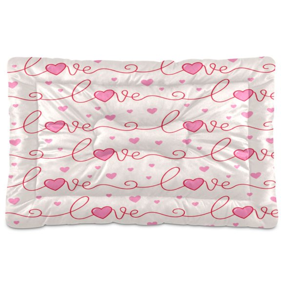 Dog Bed for Dogs and Cats Washable Pet Bed Dog Beds Mat for Floor Crate 18x24in/24x36in,Cursive Love Printed