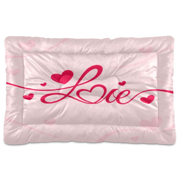 Dog Bed for Dogs and Cats Washable Pet Bed Dog Beds Mat for Floor Crate 18x24in/24x36in,Cursive Love-heart Printed