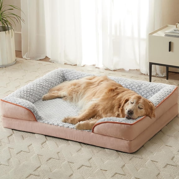 Dog Bed for Extra Large Dogs, Egg Crate Foam Bed for Extra Large Dogs, Equipped with Removable Waterproof Pillow Cover and Anti-Slip Bottom, Pet Bed