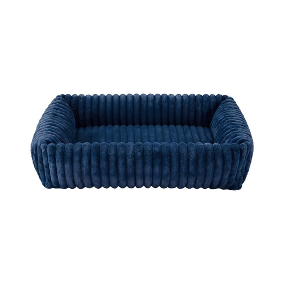 Dog Bed for Small Dogs, Washable Orthopedic Dog Bed, Rectangle Soft Calming Sleeping Puppy Bed Durable Pet Cuddler with Anti-Slip Bottom Navy