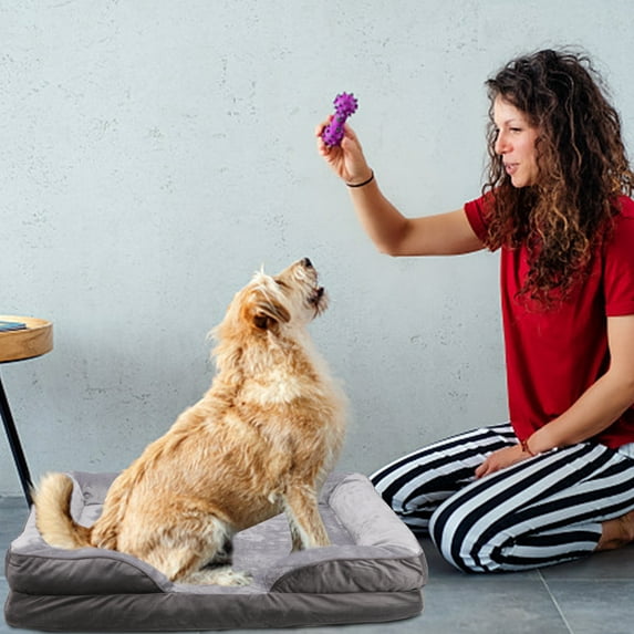 Dog Bed for Small Medium Large Dogs, Rectangle Puppy Sleeping Bag Cushion, Gray, L