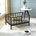 thumbnail image 1 of Dog Bed with Rails - Elevated Pet Metal Bed Frame with Solid Wood Board and Washable Soft Mat for Small Dog Indoor or Outdoor Use, 21.3" x 30", Black, 1 of 17