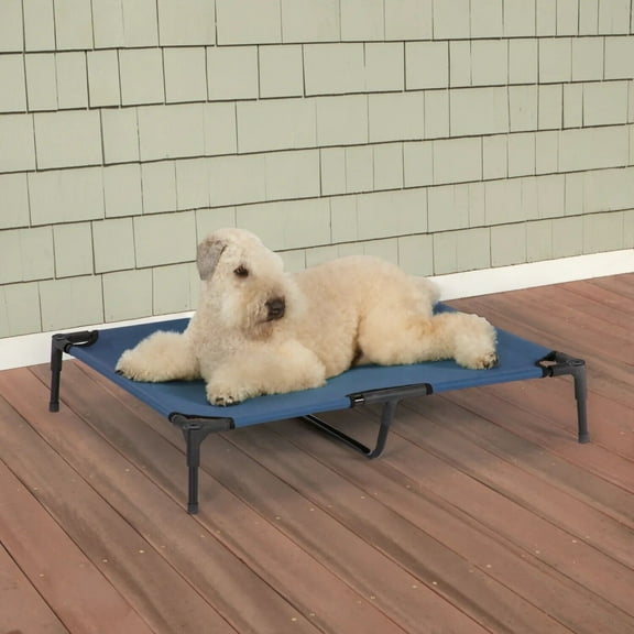 Dog Beds Blue Chew Resistant Elevated Pet Cots Cold and Heat Protection 4 Sizes (Large - 36" x 30")