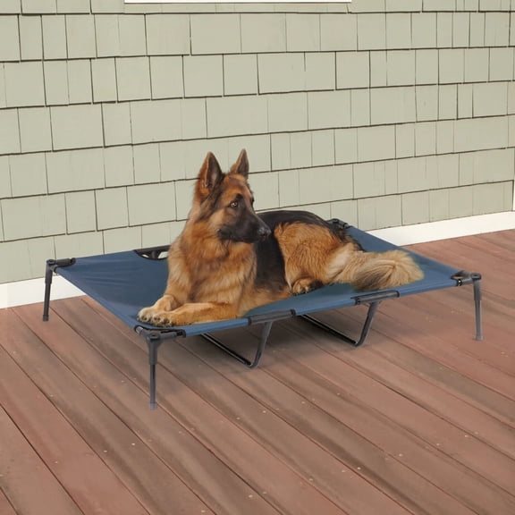 Dog Beds Blue Chew Resistant Elevated Pet Cots Cold and Heat Protection 4 Sizes (xLarge - 48" x 36")