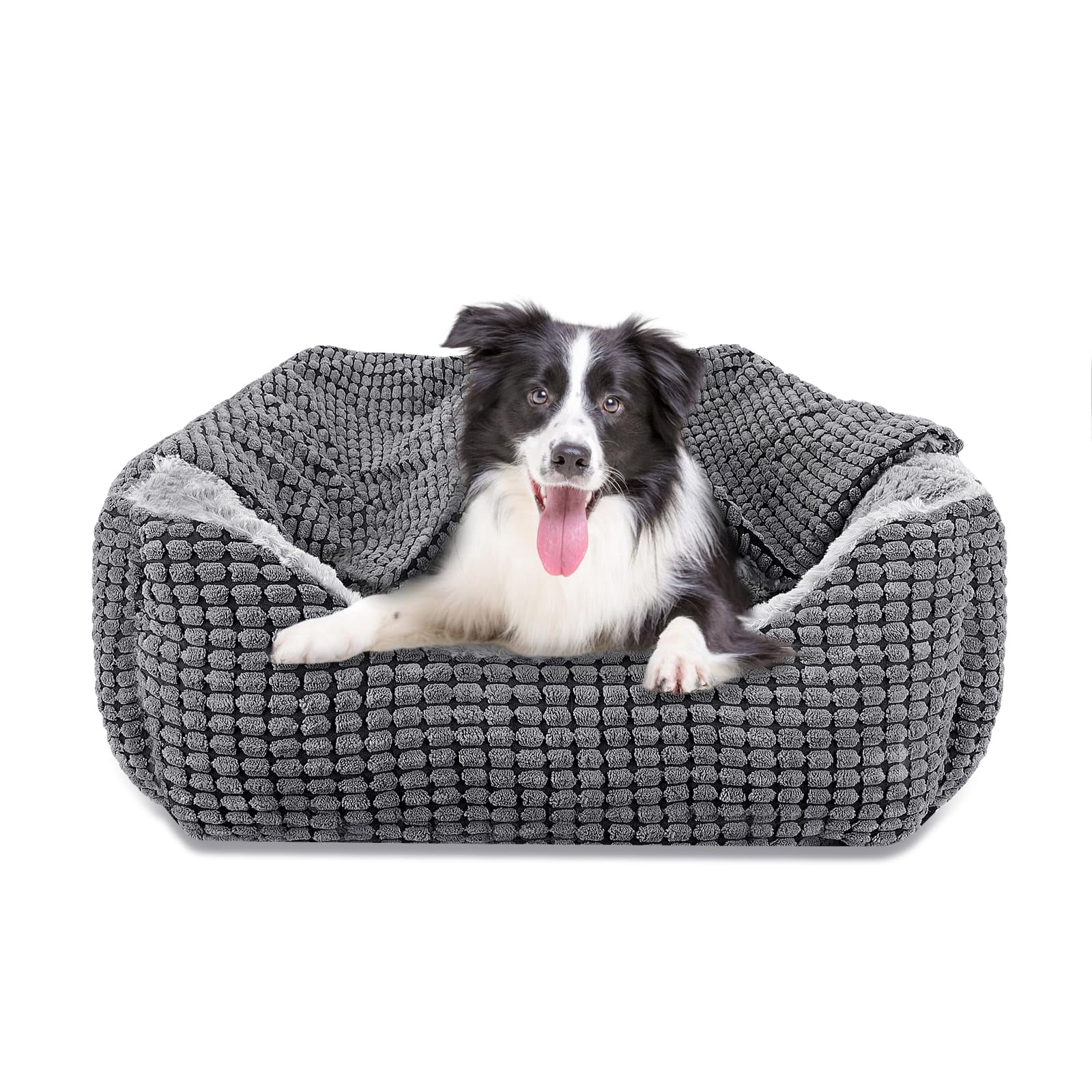 Dog Beds For Large Medium Small Dogs  Rectangle Cave Hooded Blanket Puppy Bed Luxury Cat Indoor Cats Warmth And Machine Washable (25 Inches Grey)