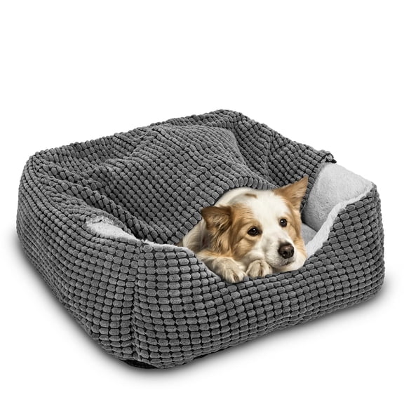 Dog Beds For Large Medium Small Dogs Rectangle Cave Hooded Blanket Puppy Bed Luxury Cat Indoor Cats Warmth And Machine Washable (30 Inches Grey)